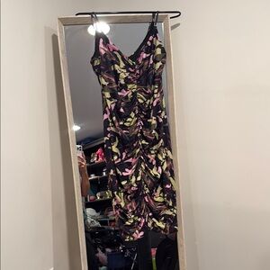 Guess Multicolor Ruched Midi Dress